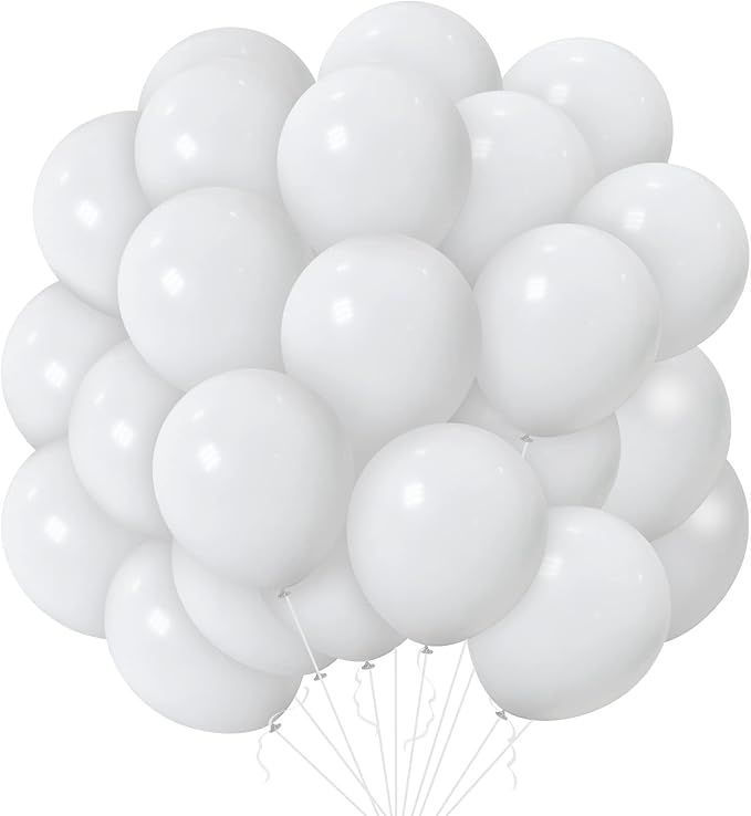 50Pcs White Balloons, 12 Inches White Matte Balloon, Premium Pearl White Latex Balloons, Thicken ... | Amazon (US)
