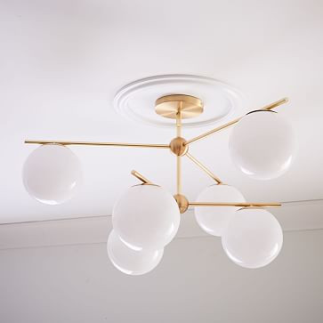 Sphere & Stem 6-Light Semi-Flushmount - Milk | West Elm (US)