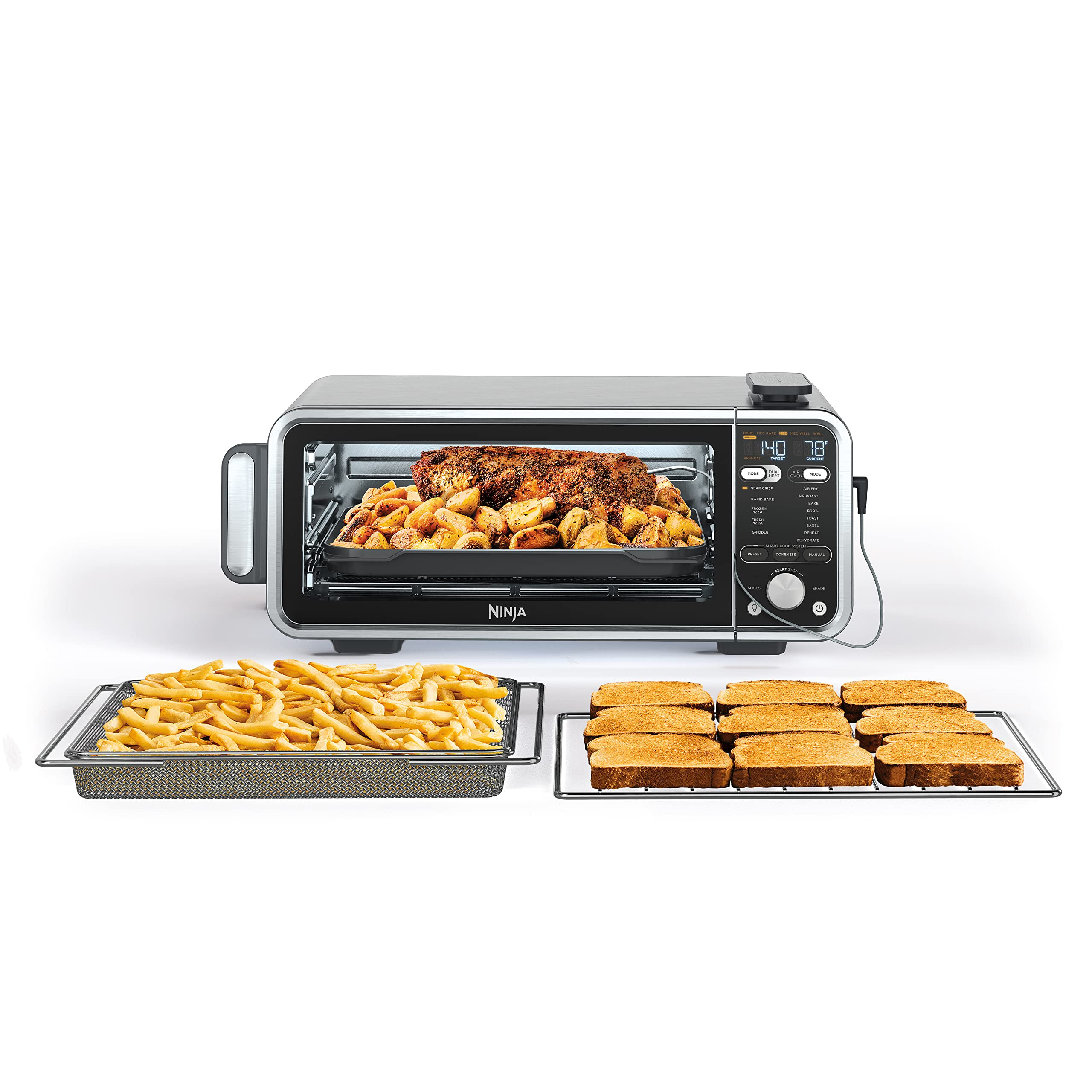 Ninja, Toaster Oven, Air Fryer, Thermometer, Toaster Oven Air Fryer Combo, Stainless Steel, Quick... | Amazon (US)