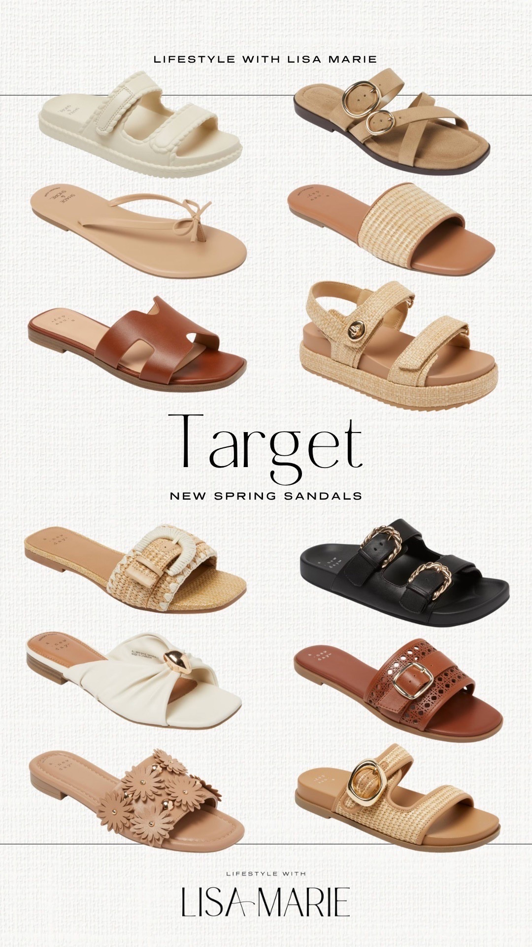 New spring arrivals from Target. Spring sandals. Woven sandals. Workwear shoes. Vacation sandals. Beach flip flops. Leather slip on sandals. Look for less shoes. Summer outfit inspo. 


#LTKTravel #LTKootd #LTKSeasonal