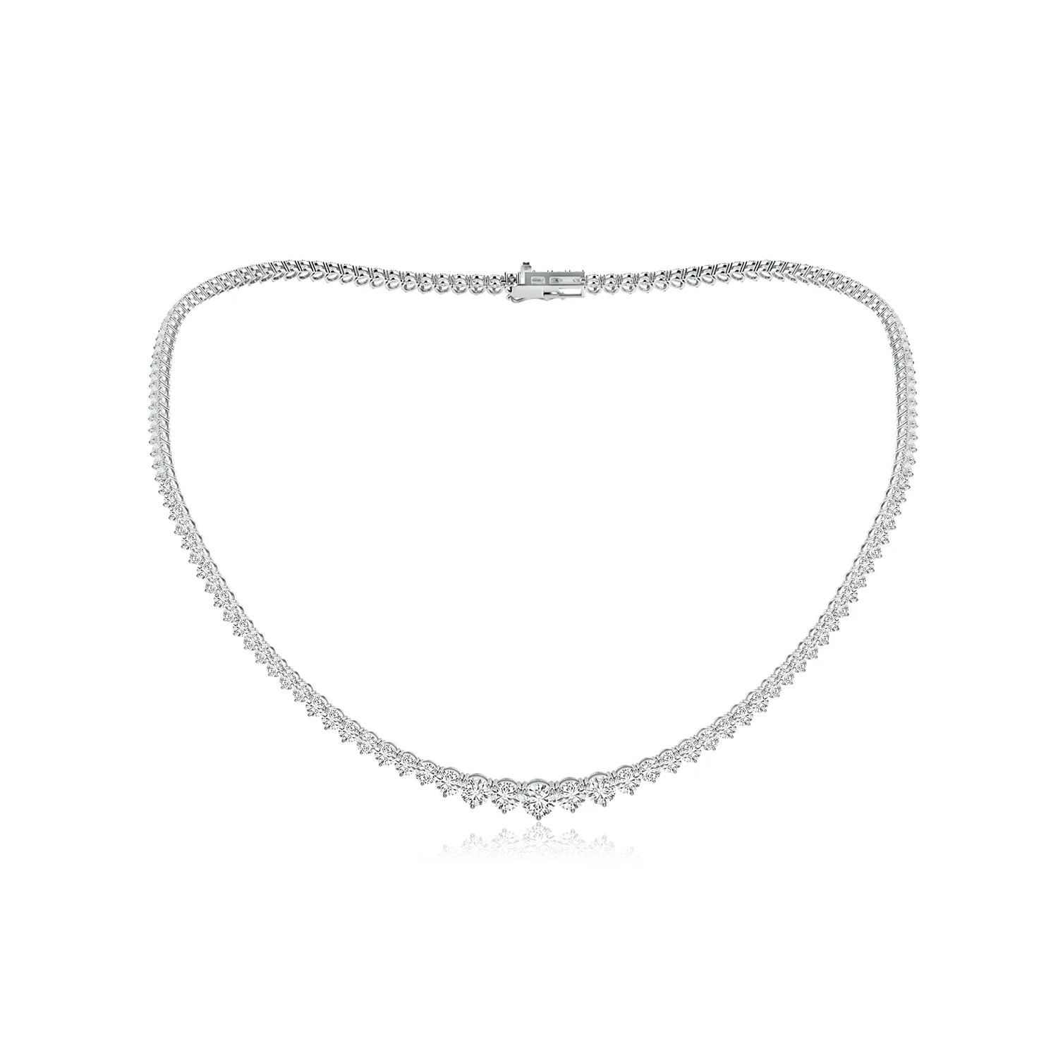 18" Prong-Set Graduated Diamond Tennis Necklace in 14K White Gold (H, SI2 - 0.35CT. TW.) | Angara | Angara US
