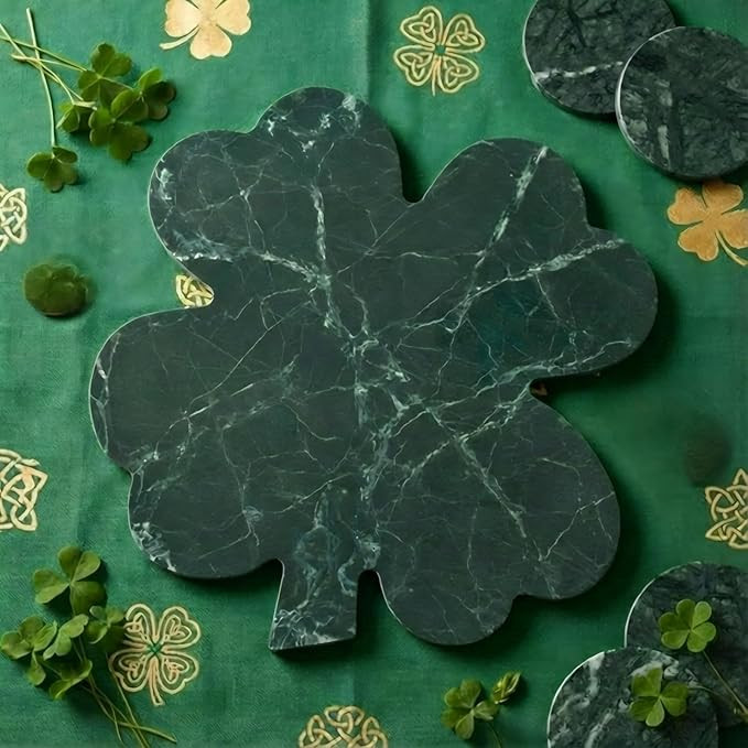 St Patricks Day Clover Marble Cheese Board 11.8 x 11.7 Inch Charcuterie Cutting Tray Marble Servi... | Amazon (US)