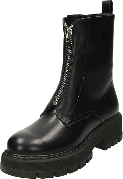 JWF Cleated Front Metal Zip Combat Biker Ankle Boots | Amazon (UK)