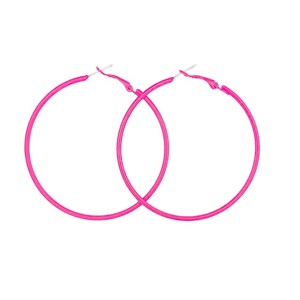 Pink Hoop Earrings for Women 60MM Big Stainless Steel Hoops 80s 90s Large Retro Neon Earrings Par... | Amazon (US)