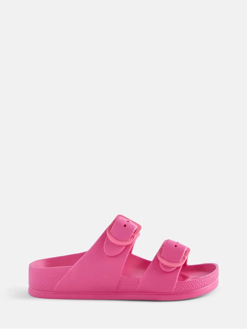 Wonder Nation Little and Big Boys or Girls Two Buckle Footbed Slide Sandals | Walmart (US)
