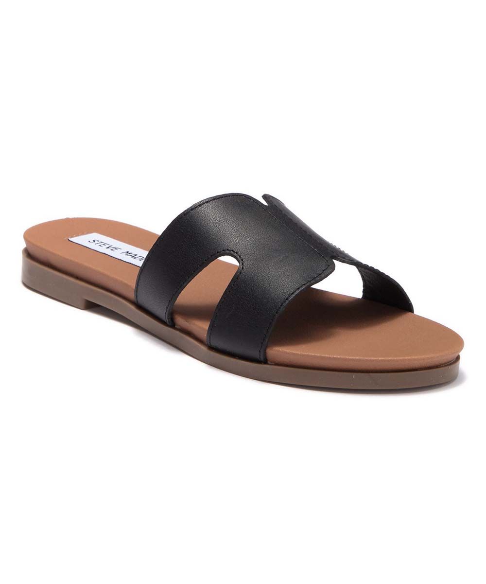 Steve Madden Women's Sandals BLACK - Black Hoku Leather Slide - Women | Zulily