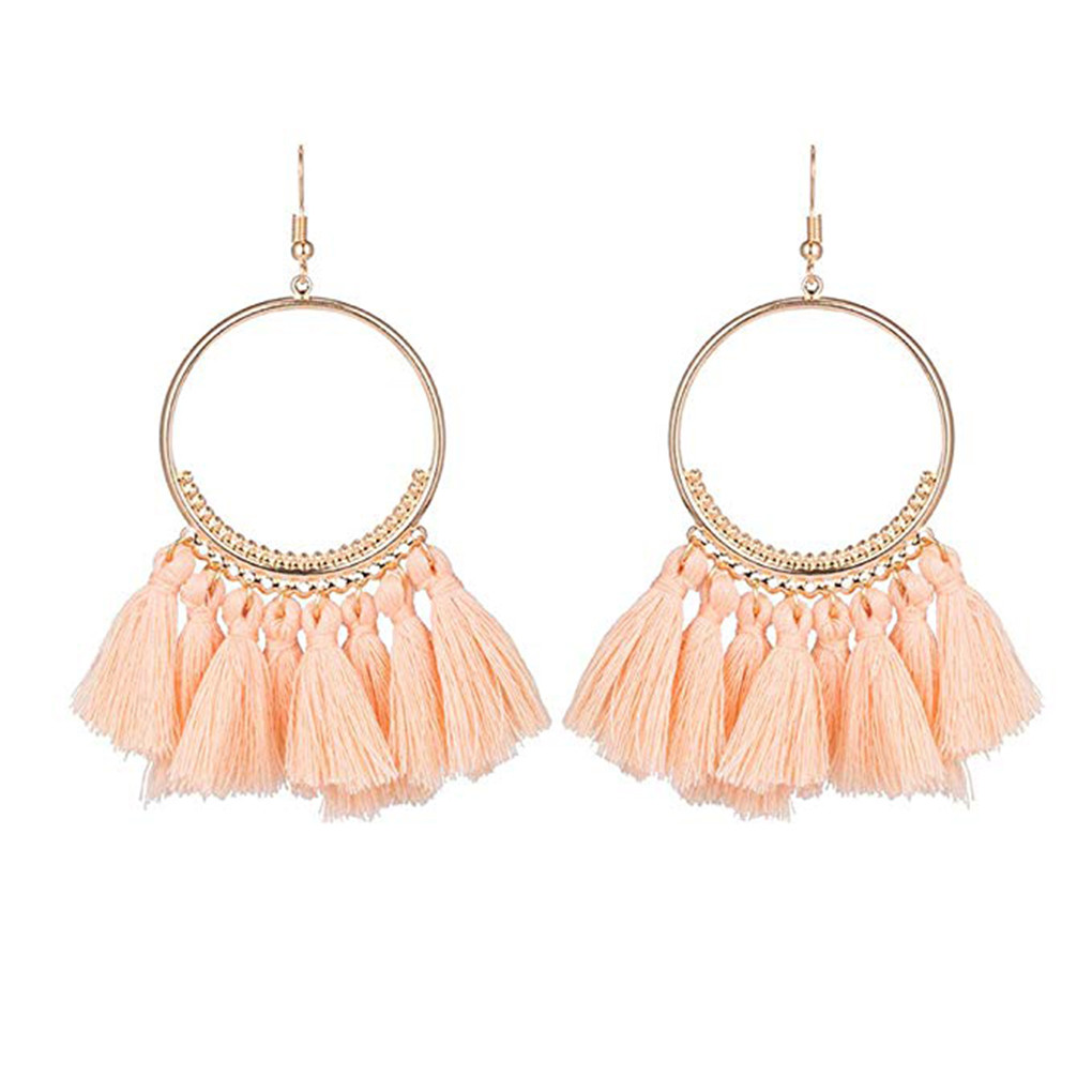 Colorful Round Hoop Allergy Free Earring Bohemia Style Colorful Thread Tassel Pendants Earring | Walmart (US)