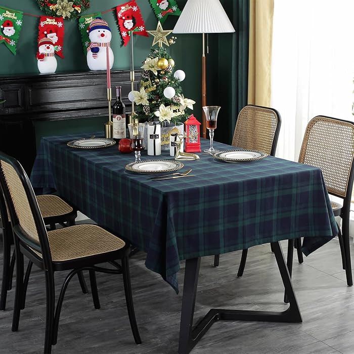 ZIQINPSQ Dining Room Rectangle Fabric Tablecloth, British Style Plaid Print Tablecloth,Christmas ... | Amazon (US)