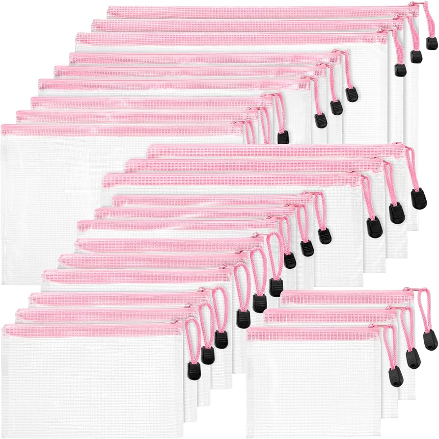 Gueevin 24 Pcs 8 Sizes Mesh Zipper Pouch Bags Waterproof Mesh Zipper Pouch Plastic Reusable Zippe... | Amazon (US)