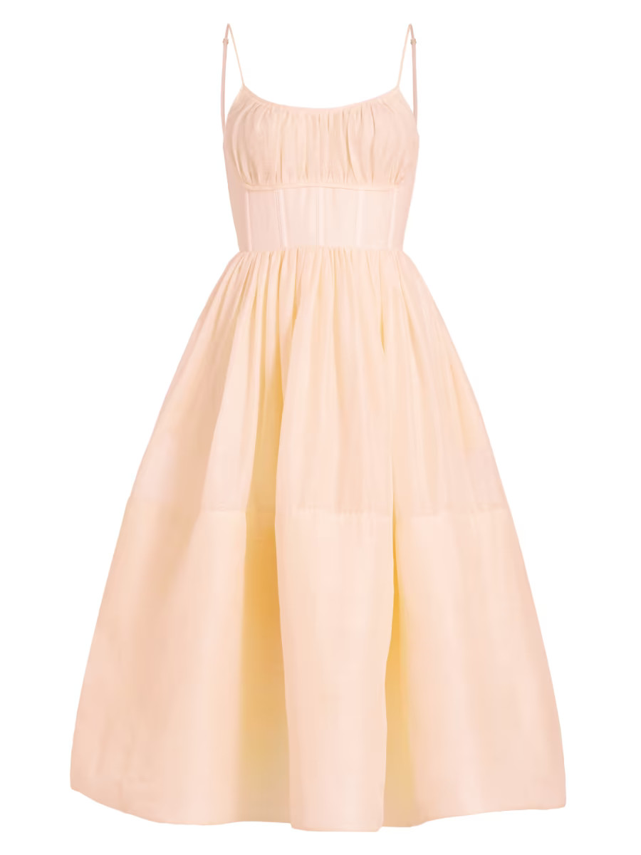 Natura Linen-Silk Corset Midi-Dress | Saks Fifth Avenue