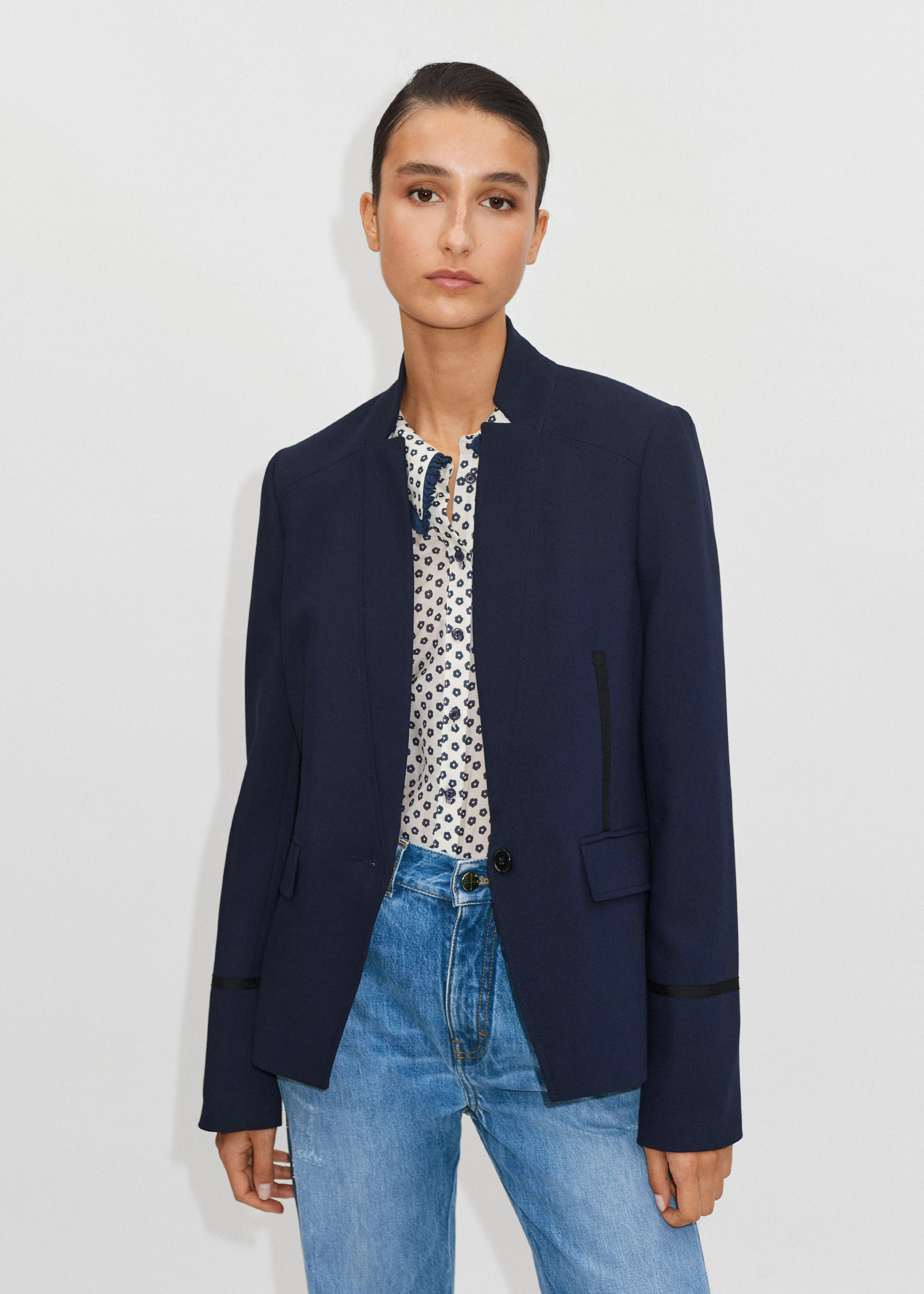 ME+EM Perfect Work Short Blazer - Women's - Navy/Black - Size UK 16 | ME + EM