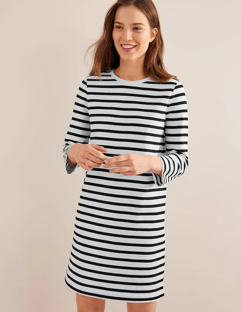 Jersey Mini T-Shirt Dress - Ivory and Black Stripe | Boden (UK & IE)