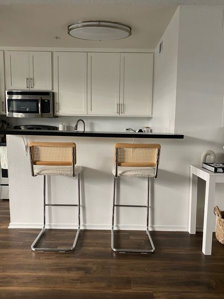 STUDIO APARTMENT KITCHEN: these boucle bar stools are wayfair and a must. Everything is linked. Amazon. IKEA. WAYFAIR. H&M Home.

#LTKunder50 #LTKunder100 #LTKhome