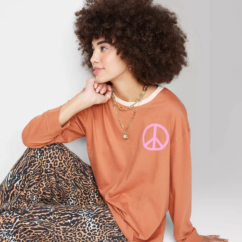 Women's Ascot + Hart Long Sleeve Graphic T-Shirt - Brown | Target