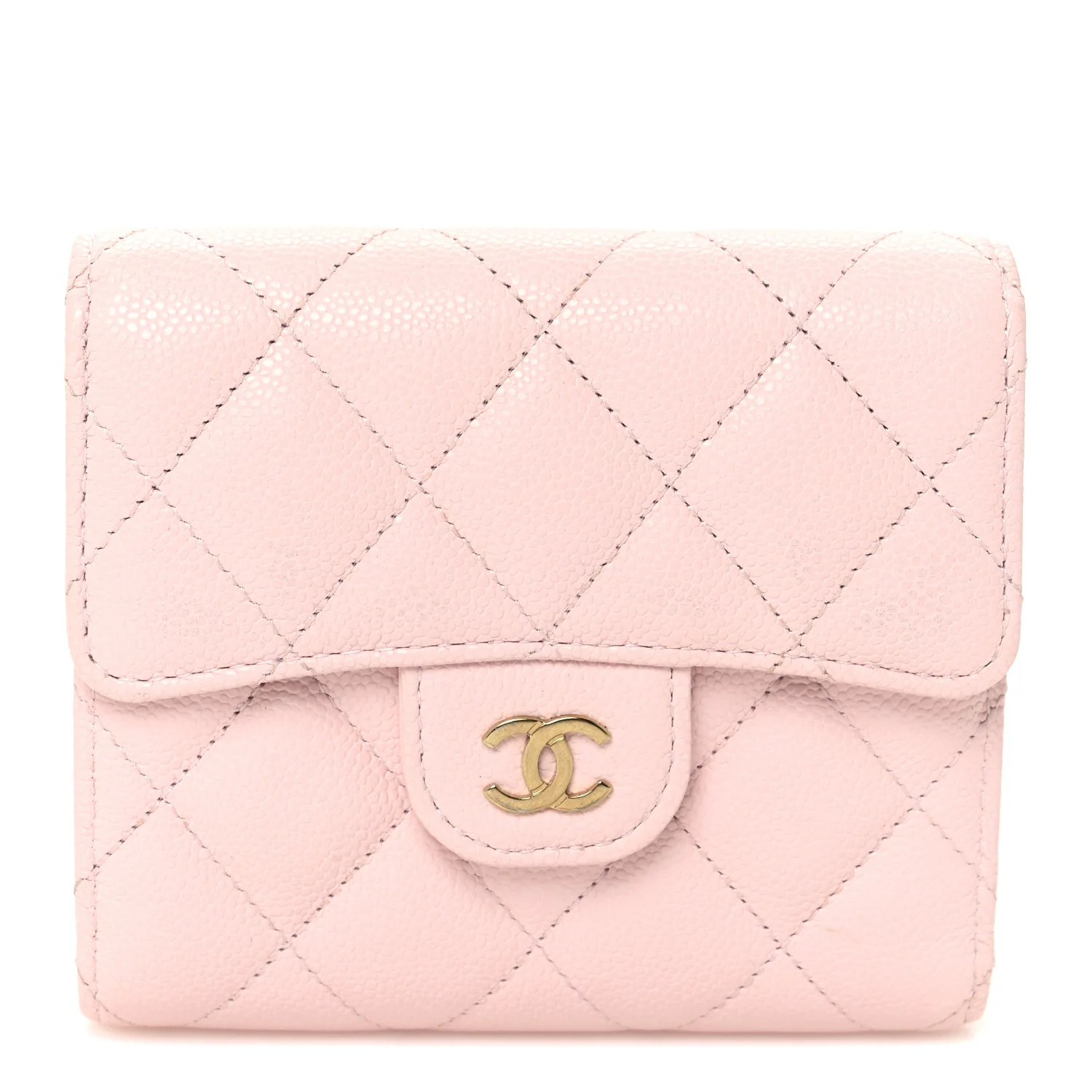 Caviar Quilted Compact Flap Wallet Light Pink | FASHIONPHILE (US)