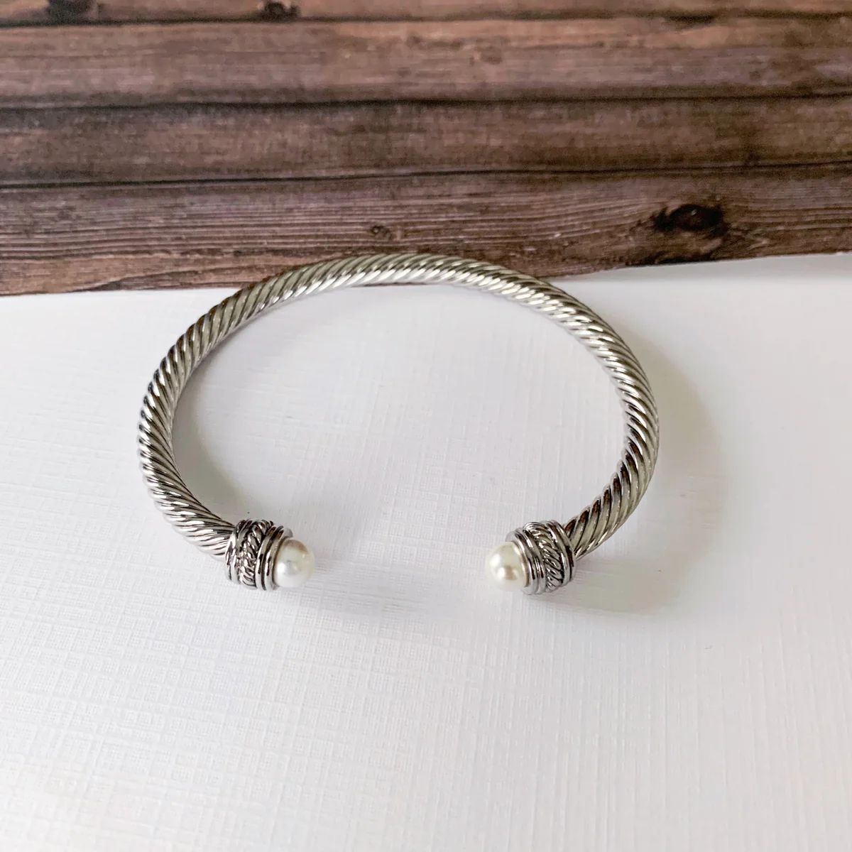 Cable Bracelet Collection :: Autumn White Pearl | Baubles & Bits