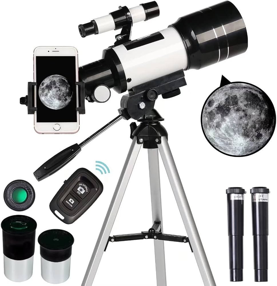 Telescope for Adults & Kids, 70mm Aperture Refractor (15X-150X) Portable Travel Telescope with Ph... | Amazon (US)