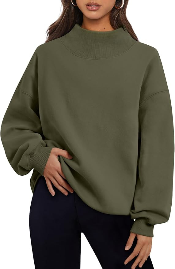 Trendy Queen Womens Oversized Sweatshirts Turtleneck Pullover Long Sleeve Hoodies Tops Fall Fashi... | Amazon (US)