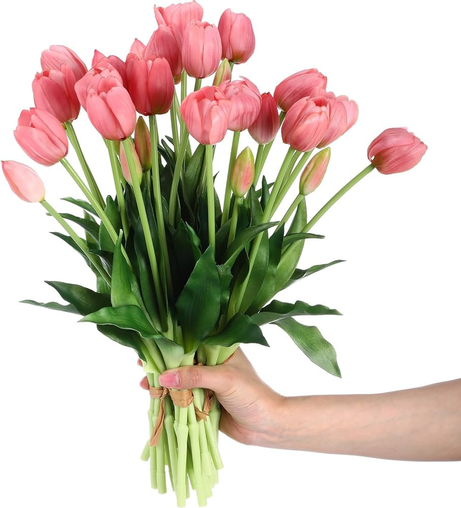 Riceshoot 6 Bunches Artificial Tulips Flowers 30 Pcs Real Touch Flower Soft Faux Tulips Bouquets ... | Amazon (US)