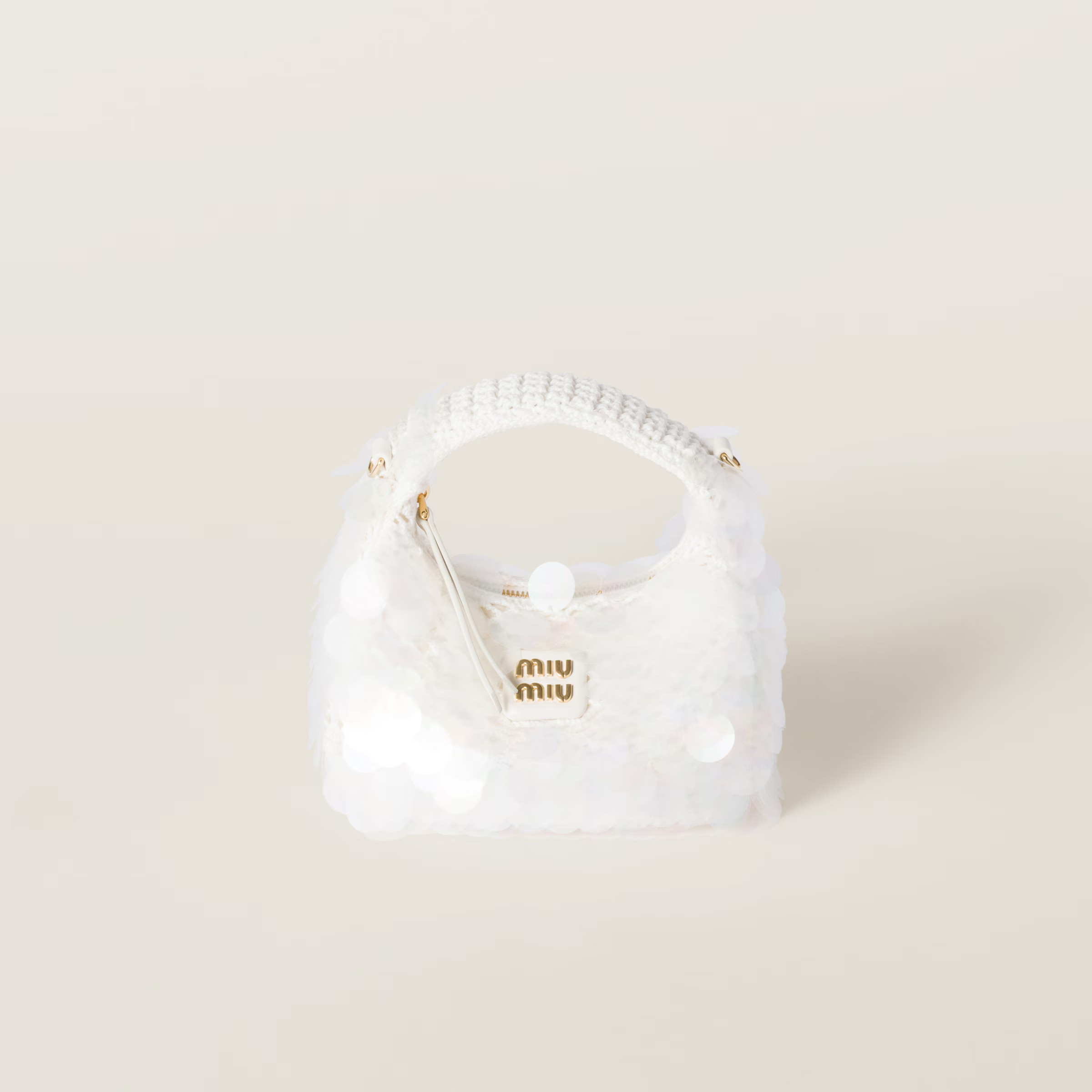White Wander Sequined Crochet Mini-bag | Miu Miu | Miu Miu UK