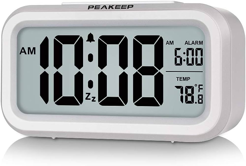 Peakeep Smart Night Light Digital Alarm Clock with Indoor Temperature, Battery Operated Desk Smal... | Amazon (US)