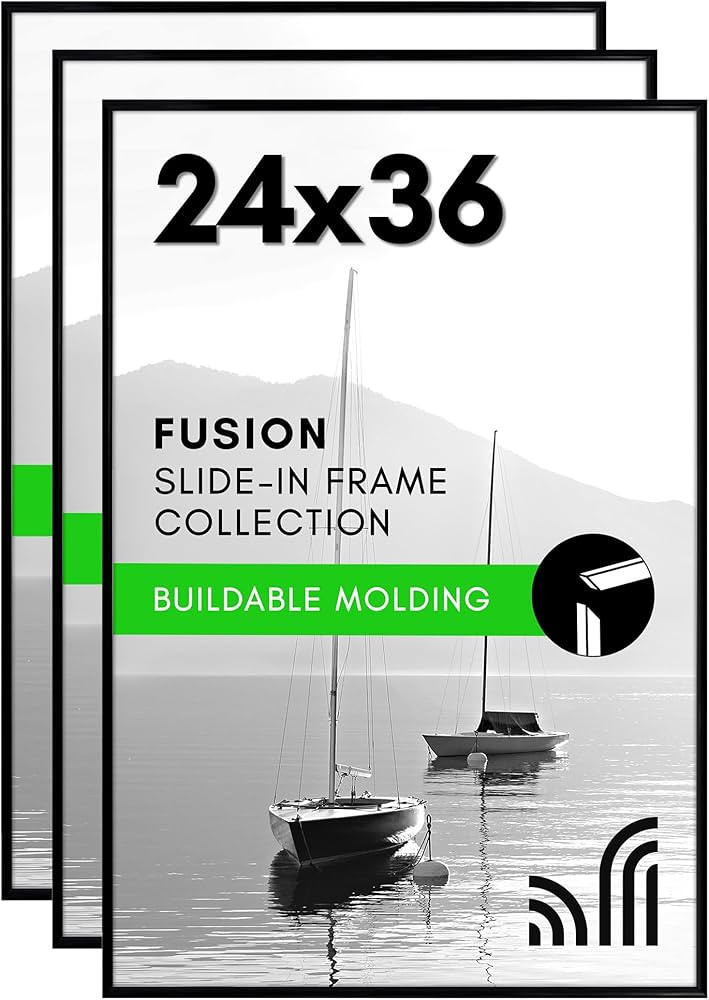 Americanflat 24x36 Poster Frame with Polished Front Cover - Set of 3 - Slide-In Photo Frame with ... | Amazon (US)