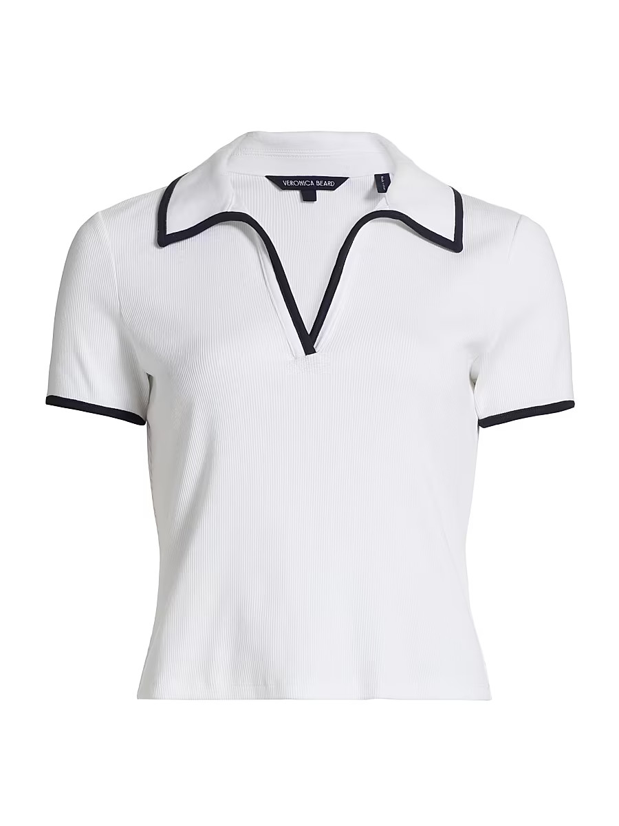 Women's Kearney Open Collar Polo Shirt - White - Size Medium | Saks Fifth Avenue