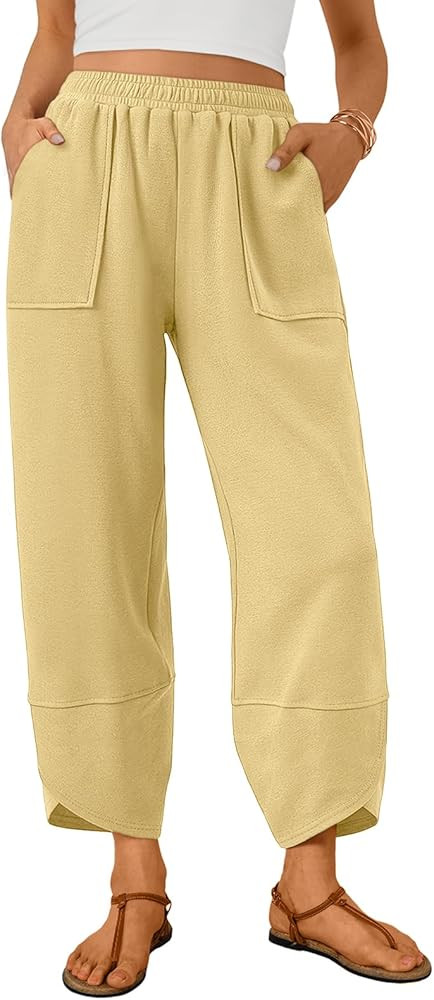 Trendy Queen Women's Wide Leg Pants, Soft Cotton Blend with Pockets for Casual Summer | Amazon (US)