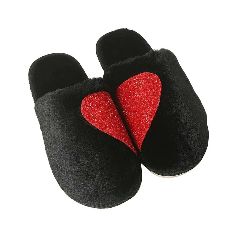 Women'S Slipper Heart Love Matching Pattern Indoor Outdoor House Slipper Fuzzy Fluffy House Shoes... | Walmart (US)