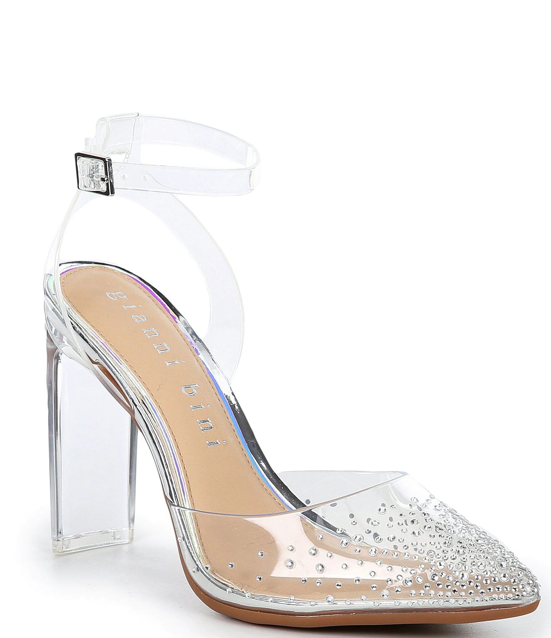 Gianni BiniLorynne Jewel Embellished Clear Vinyl Block Heel Two Piece Pumps | Dillard's