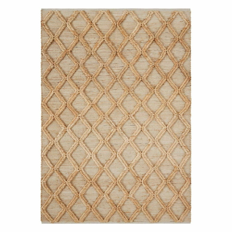 Beautiful Natural Jute Trellis Diamond Indoor Area Rug by Drew Barrymore, 5' x 7' | Walmart (US)