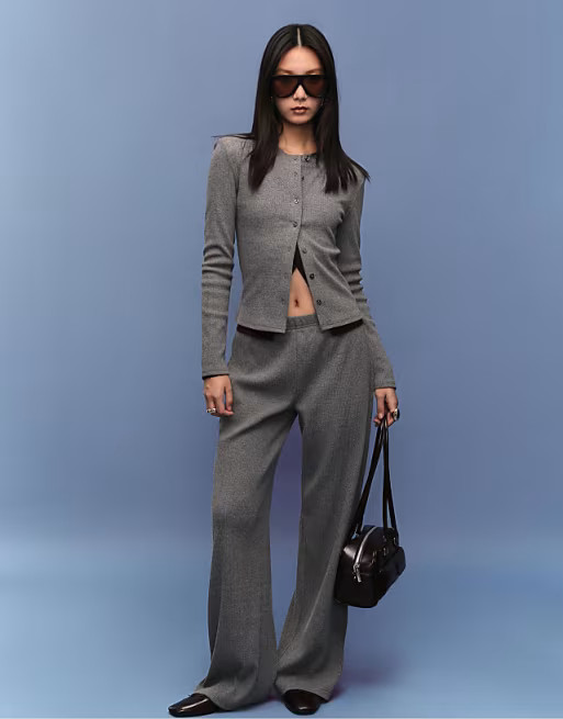 Stradivarius Knit cardigan with padded shoulders in dark grey | ASOS (Global)