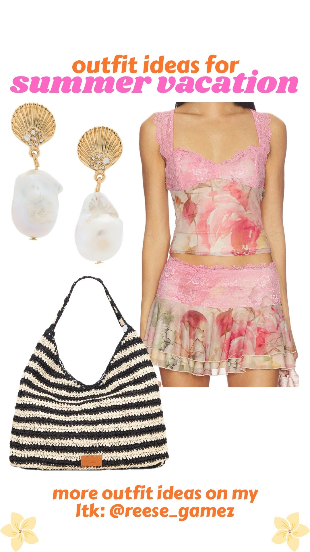 outfits for summer vacation 🩷 matching set, straw bag, beach bag, beach outfit, resort outfit, hawaii outfit, tropical vacation outfit, statement earrings, seashell earrings

#LTKSeasonal #LTKTravel #LTKootd