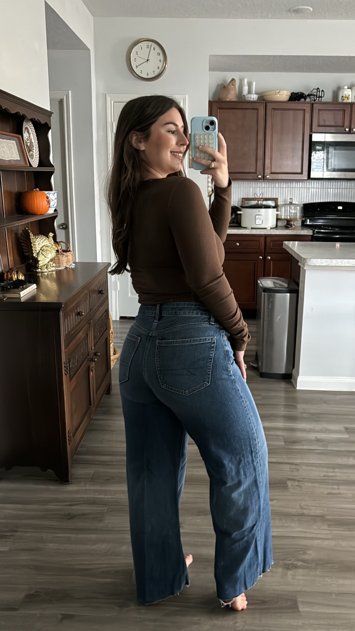 american eagle fall haul! 🤎

size small in top, 6 regular in jeans. 

#LTKSaleAlert #LTKSeasonal #LTKFindsUnder100