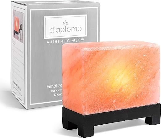 100% Authentic Natural Himalayan Salt Lamp; Hand-Carved Modern Rectangle in Pink Crystal Rock Sal... | Amazon (US)