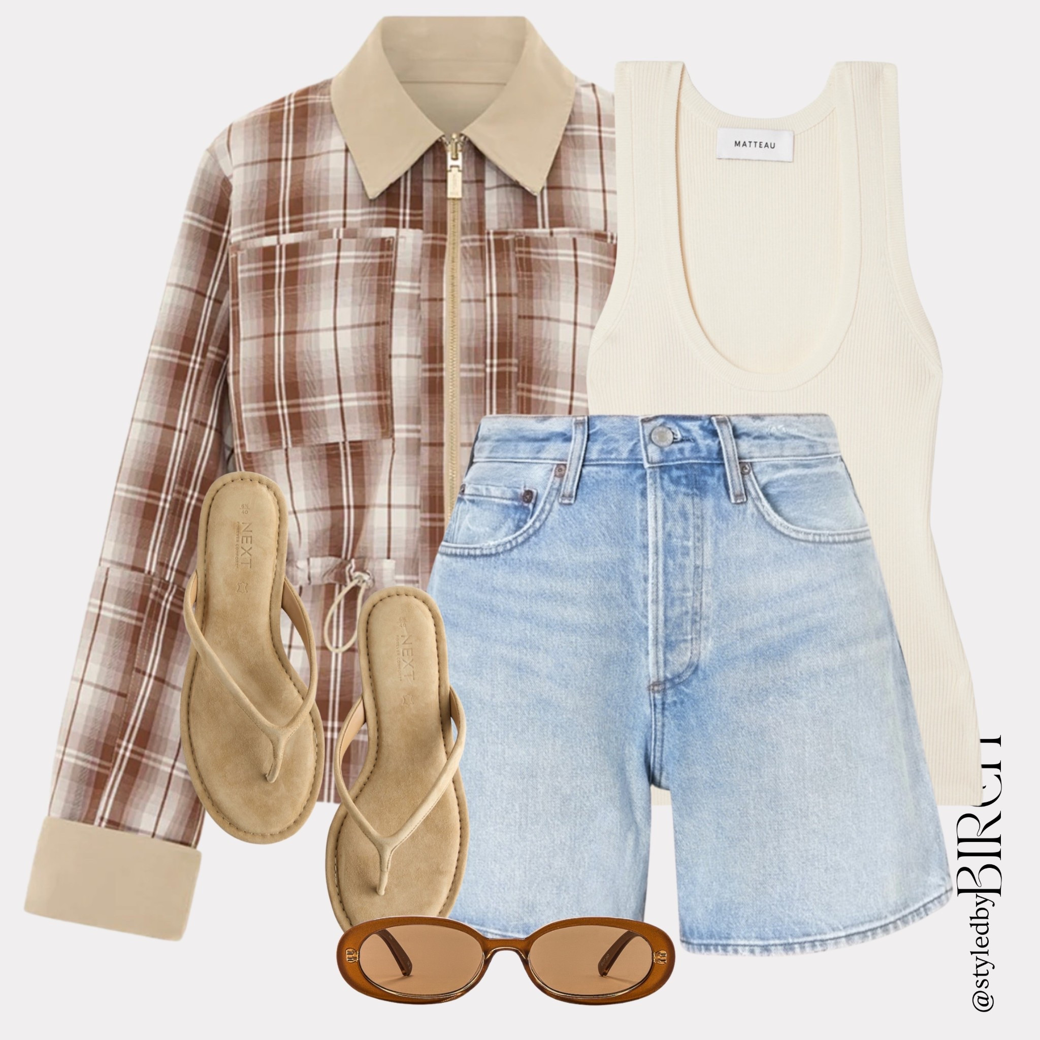 British summer means one thing… pub garden vibes and this is the outfit

Plaid, cream, light wash denim and suede flip flops. No overthinking, just pure comfort and effortless style.

#ootd #outfitinspo #pubgardenseason #summerstyle #britishsummer

Tags 🏷️
Brown plaid overshirt with cream collar, cream ribbed tank top, light wash denim shorts, tan suede flip flops, brown tortoiseshell oval sunglasses

#LTKeurope #LTKjeans #LTKsummer