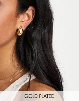 ASOS DESIGN 14k gold plated earrings with molten stud design | ASOS (Global)