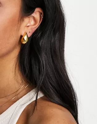 ASOS DESIGN 14k gold plated earrings with molten stud design | ASOS (Global)