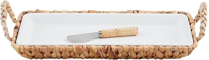 Mud Pie Water Hyacinth Hostess Tray; Tray Assembled 6 1/2" x 14" | Spreader 6" | Amazon (US)