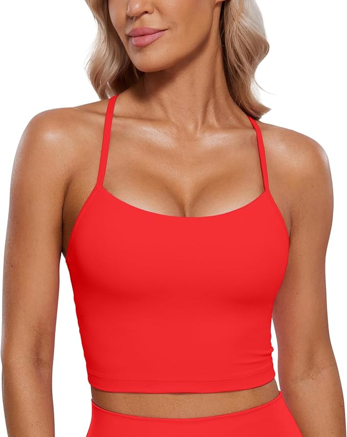 CRZ YOGA Womens Butterluxe Y Back Longline Sports Bras - Spaghetti Straps Racerback Padded Yoga W... | Amazon (US)