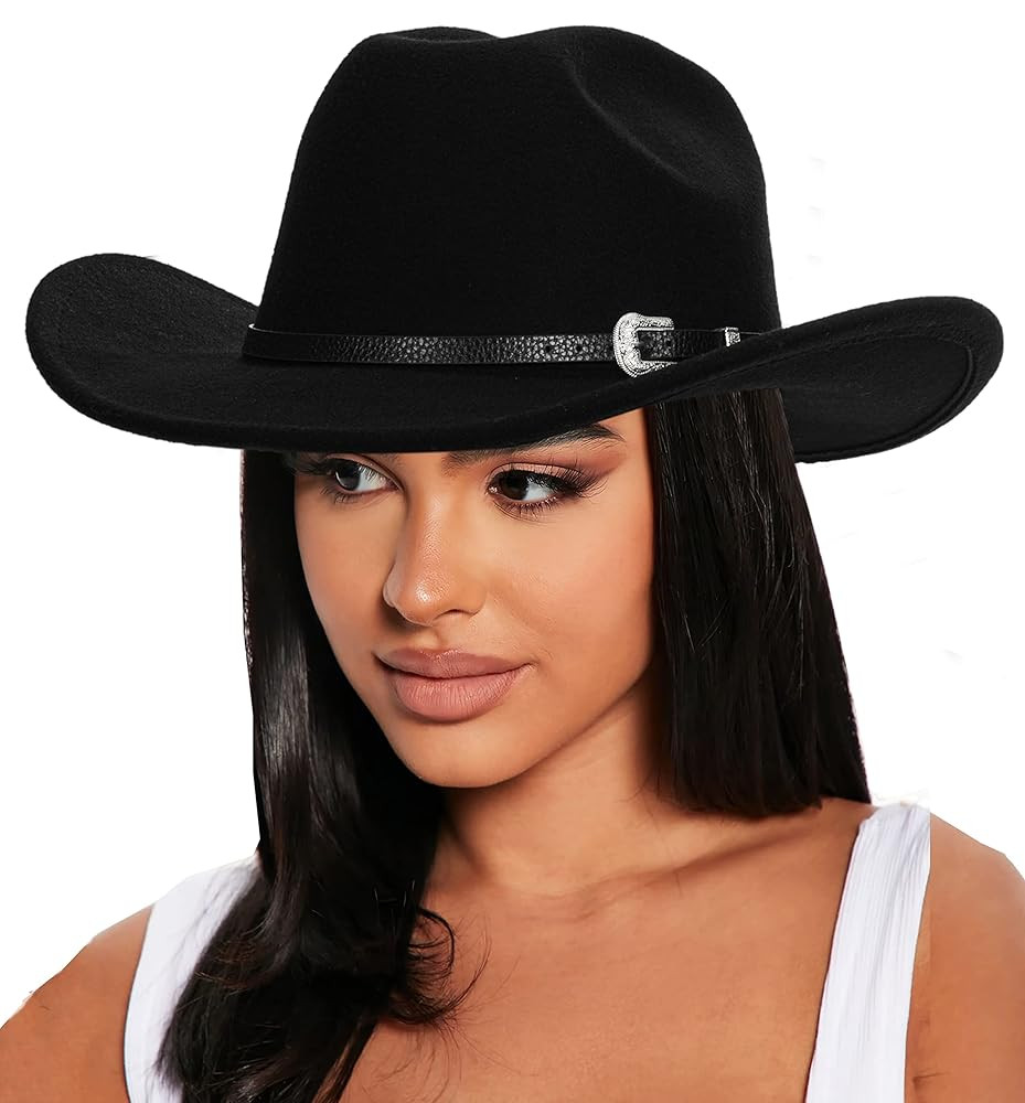 Western Outback Felt Cowboy Hat for Women Cowgirls Fedora Gus Hat Rodeo 22"-22.75" fit for M/L | Amazon (US)