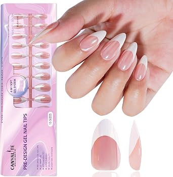Canvalite Chrome French Tip Press on Nails Gel Nail Tips - Pre-Colored Quick and Easy Press on Na... | Amazon (US)