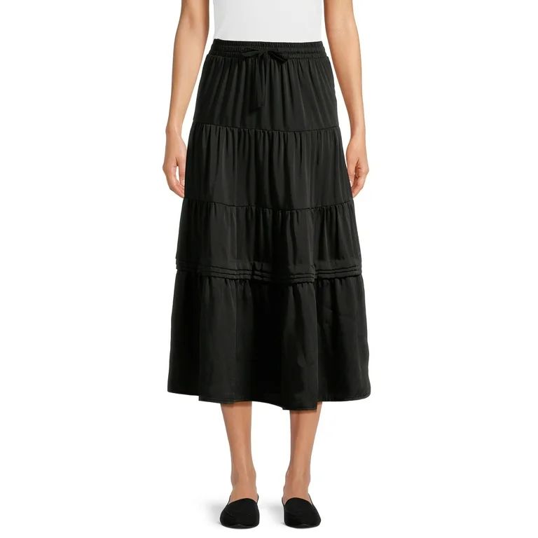 Time and Tru Women's Tiered Maxi Skirt with Elastic Waistband, Sizes S-XXXL - Walmart.com | Walmart (US)