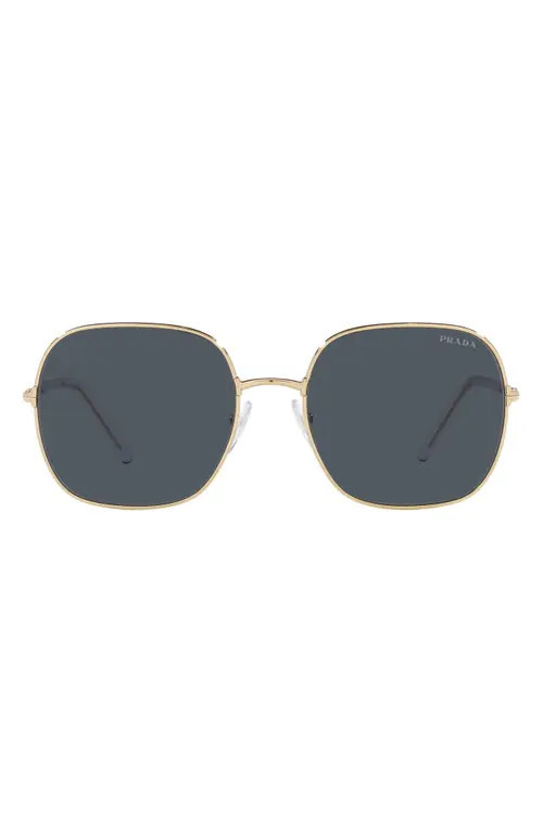 Prada 58mm Round Blue Light Blocking Glasses in Dark Grey at Nordstrom | Nordstrom