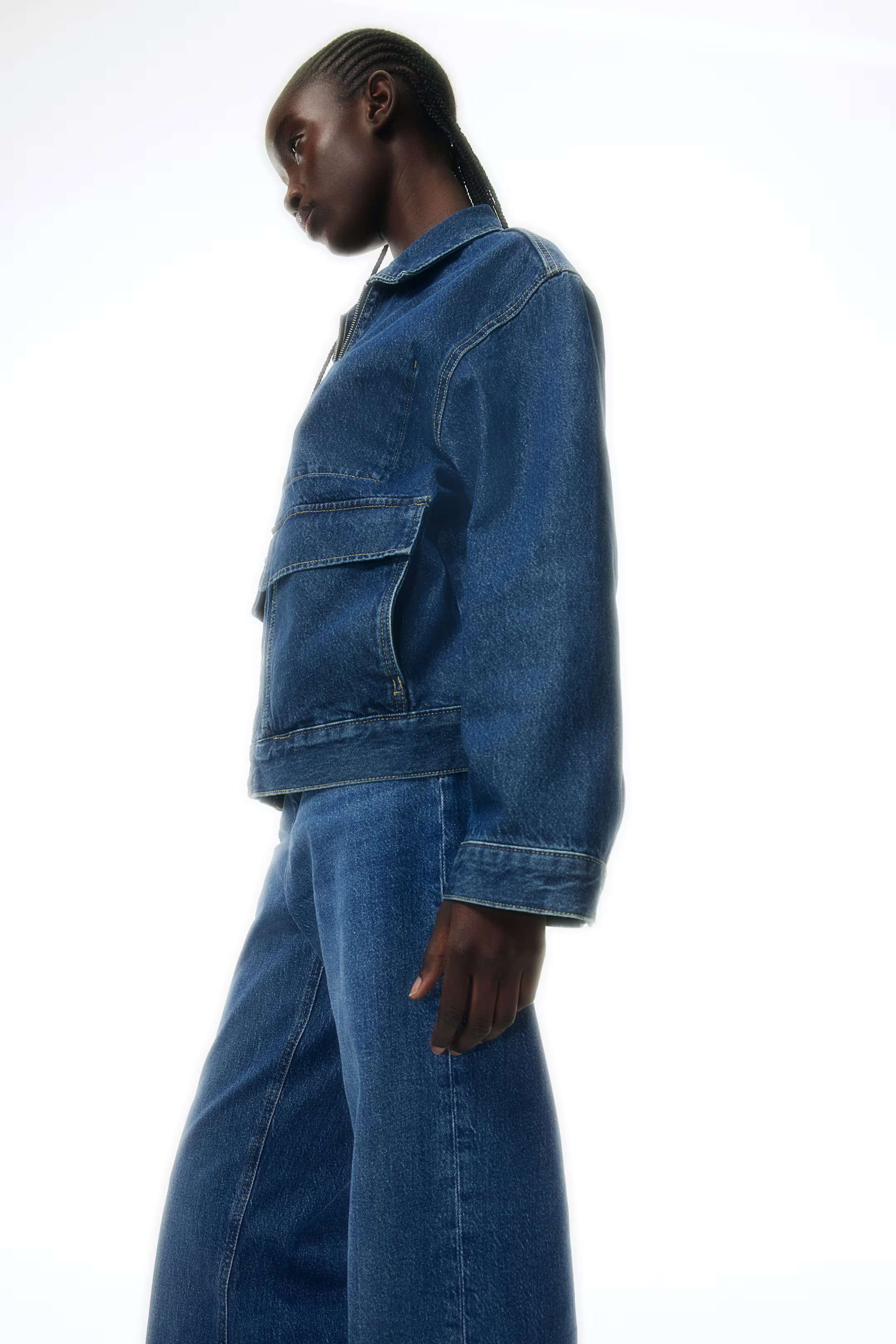 Denim jacket - Dark denim blue - Ladies | H&M GB | H&M (UK, MY, IN, SG, PH, TW, HK)