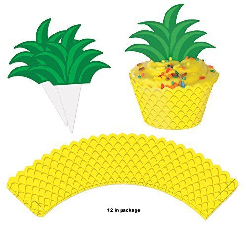 24 Pineapple cupcake wrappers and tops- 2 packs of 12. Summer/Spring, Luau, pineapple parties | Amazon (US)
