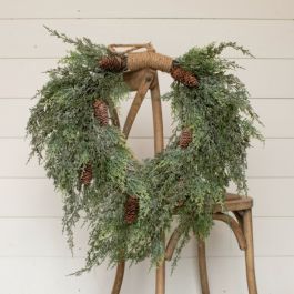 HUGE Iced Weeping Cedar and Cone Wreath | Antique Farm House