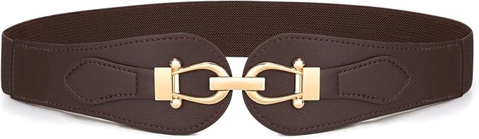 VONMELLI Wide Elastic Belts for Women Stretch Ladies Waist Belt Fashion Gold Buckle, Vintage Thic... | Amazon (US)