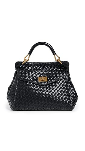 JW PEI Women's Lucia Classic Top Handle Faux Leather Woven Bag, Black, One Size | Amazon (US)