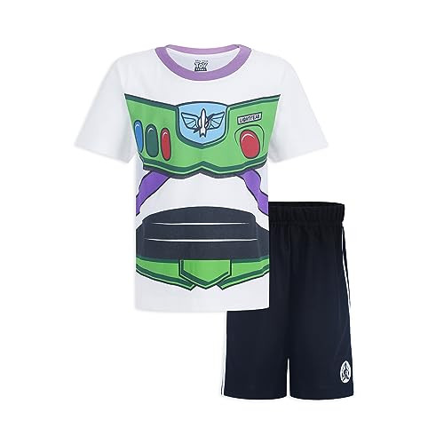 Disney Toy Story Buzz Lightyear Boys’ T-Shirt and Shorts Set for Toddler and Little Kids - White/Black | Amazon (US)